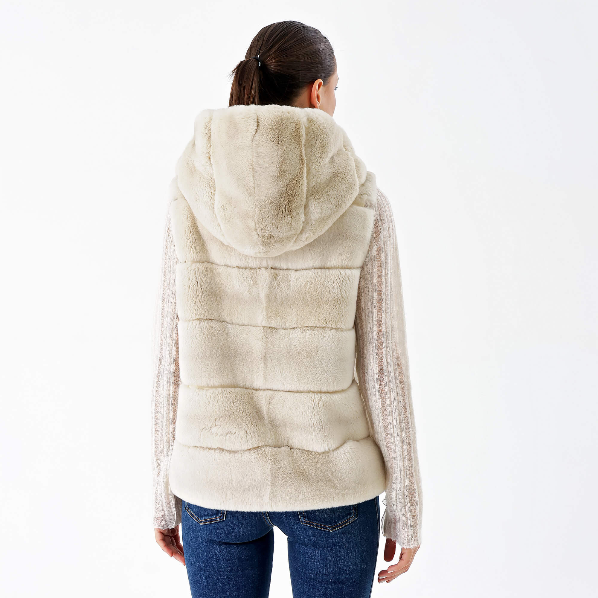 Yves Salomon - White Fur Hooded Vest